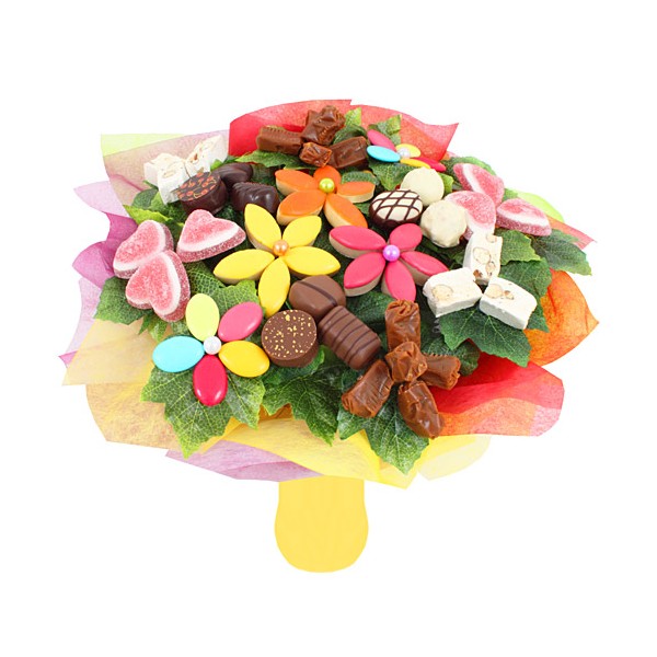 Fleurs en chocolat : Bouquet Gourmand en chocolat et bonbons